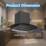 Midea 75V11 30 Inch Kitchen Chimney with strong air suction and thermal auto clean - Image 6