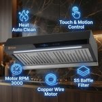 Rizco Kitchen Hood Heat Auto Clean RZ Paramount 90 UC - 36 Inch, Heat Auto Clean - Image 3
