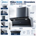 Midea 90J06 Kitchen Hood with BLDC Motor and Touch Control - 36 Inch - Image 7